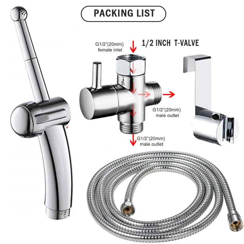 1/2inch 7/8 inch 1/4PCS Handheld Bidet Toilet Hand Faucet Sprayer Hanging Base Hook Head Hose Shower Adapter Diverter Set
