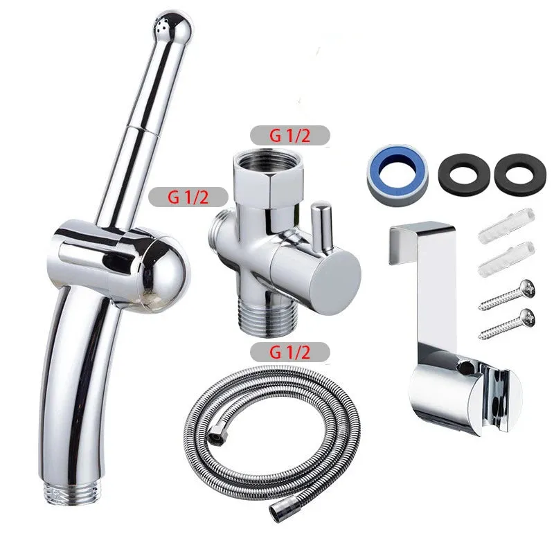 1/2inch 7/8 inch 1/4PCS Handheld Bidet Toilet Hand Faucet Sprayer Hanging Base Hook Head Hose Shower Adapter Diverter Set