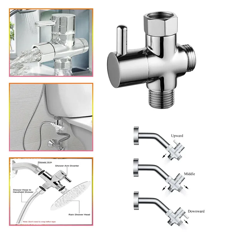 1/2inch 7/8 inch 1/4PCS Handheld Bidet Toilet Hand Faucet Sprayer Hanging Base Hook Head Hose Shower Adapter Diverter Set