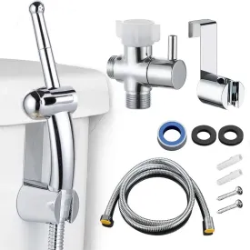 1/2inch 7/8 inch 1/4PCS Handheld Bidet Toilet Hand Faucet Sprayer Hanging Base Hook Head Hose Shower Adapter Diverter Set