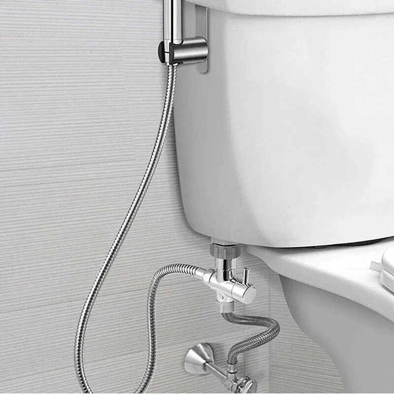1/2inch 7/8 inch 1/4PCS Handheld Bidet Toilet Hand Faucet Sprayer Hanging Base Hook Head Hose Shower Adapter Diverter Set