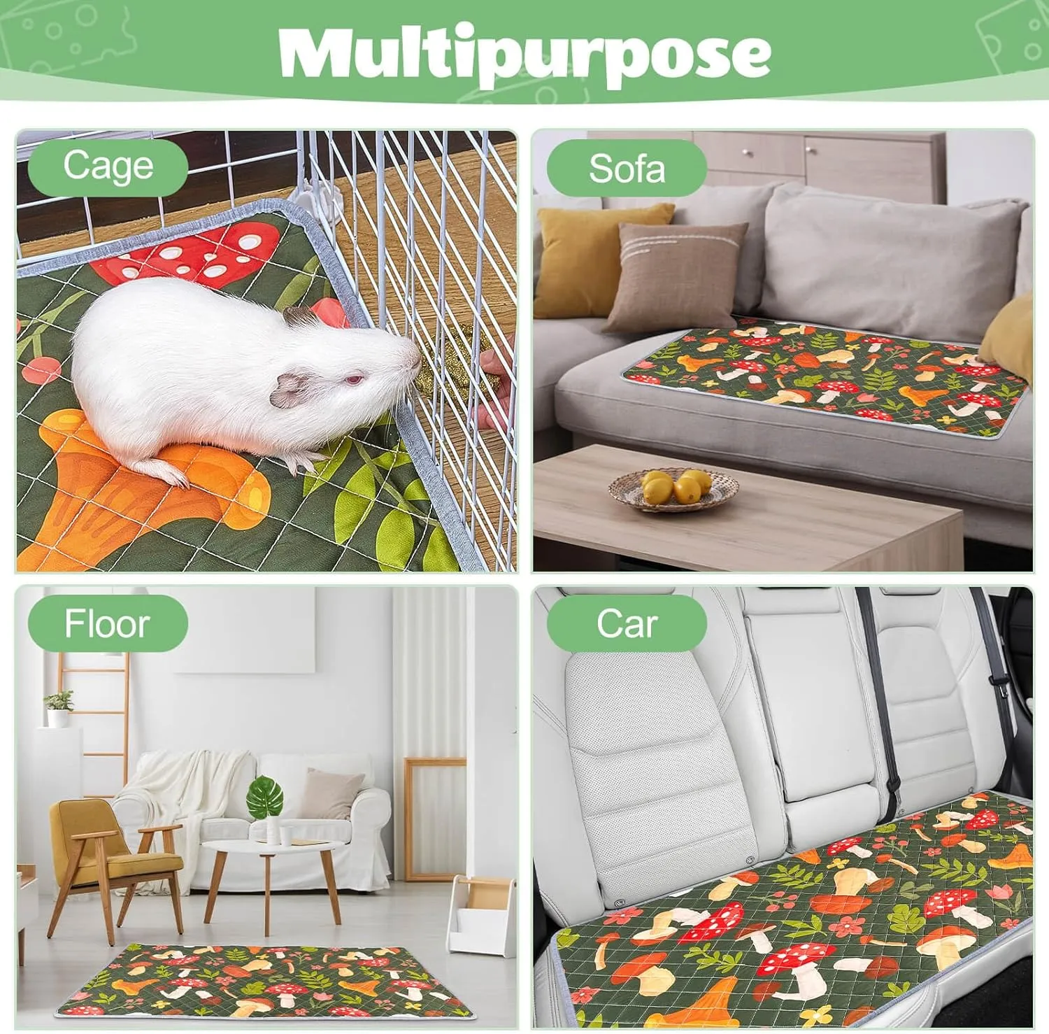 2 Pack Guinea Pig Bedding, Washable Guinea Pig Cage Liner Reusable Guinea Pig Mat Waterproof Guinea Pig Bedding Super Absorbant Guinea Pig Pee Pads
