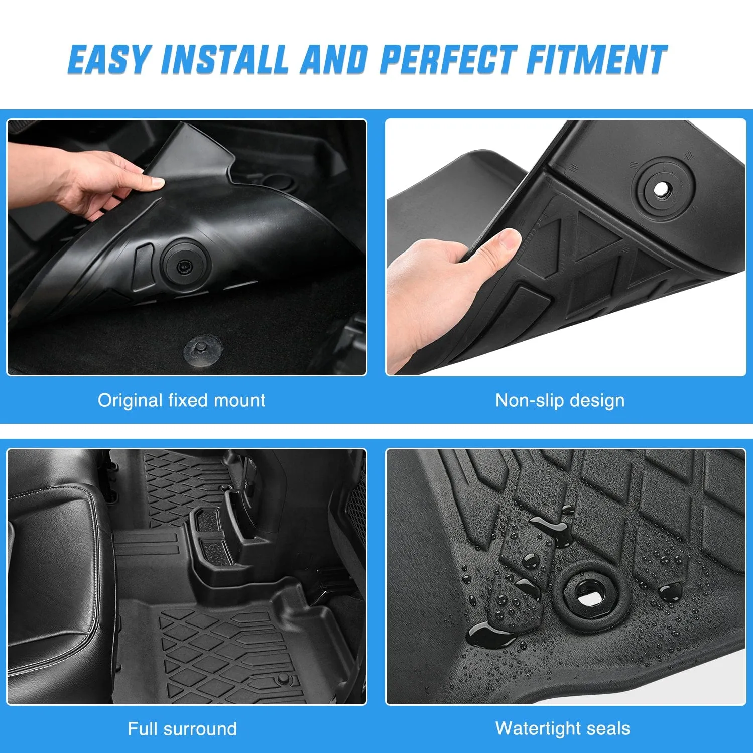 2013-2018 Jeep Wrangler JK Unlimited 4 Doors (Not for JL 4XE) TPE Floor Mats