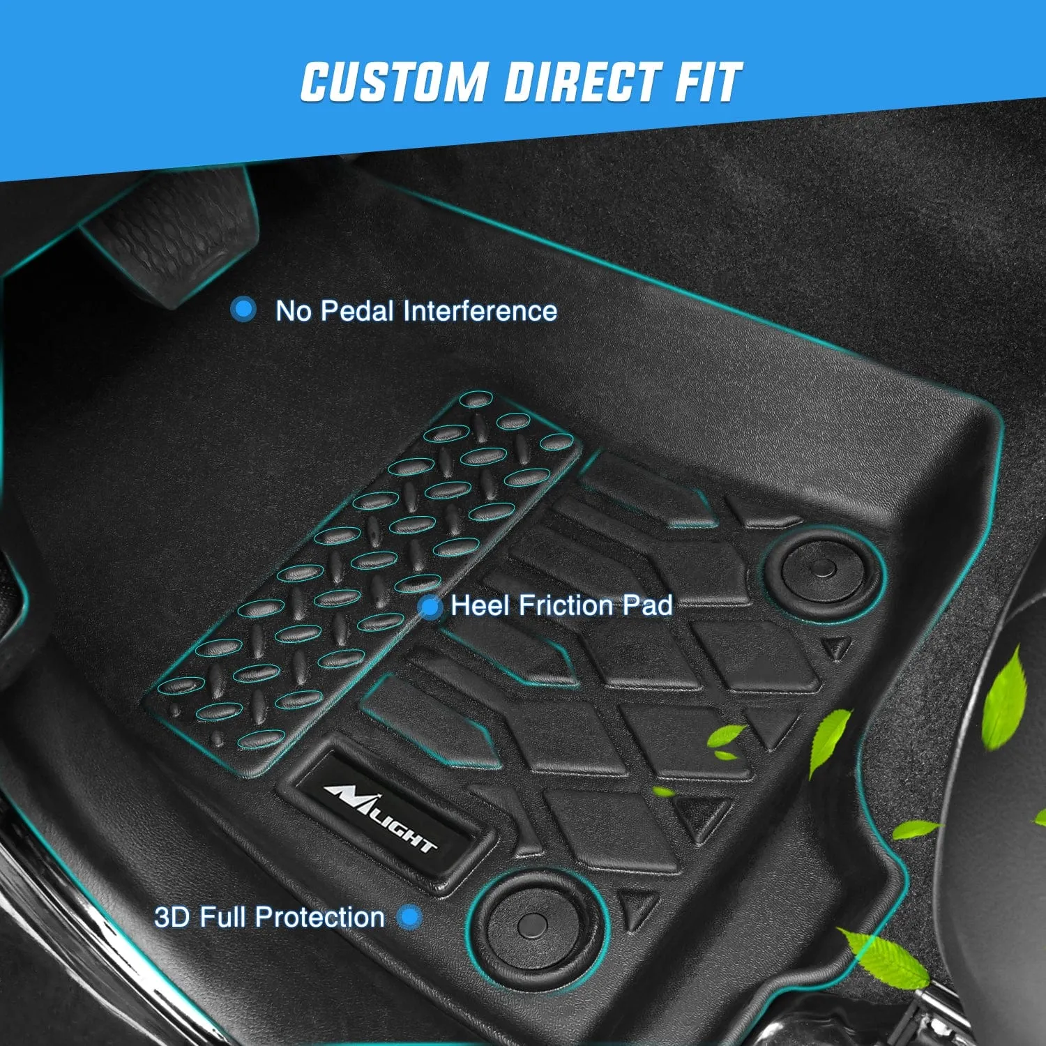 2013-2018 Jeep Wrangler JK Unlimited 4 Doors (Not for JL 4XE) TPE Floor Mats