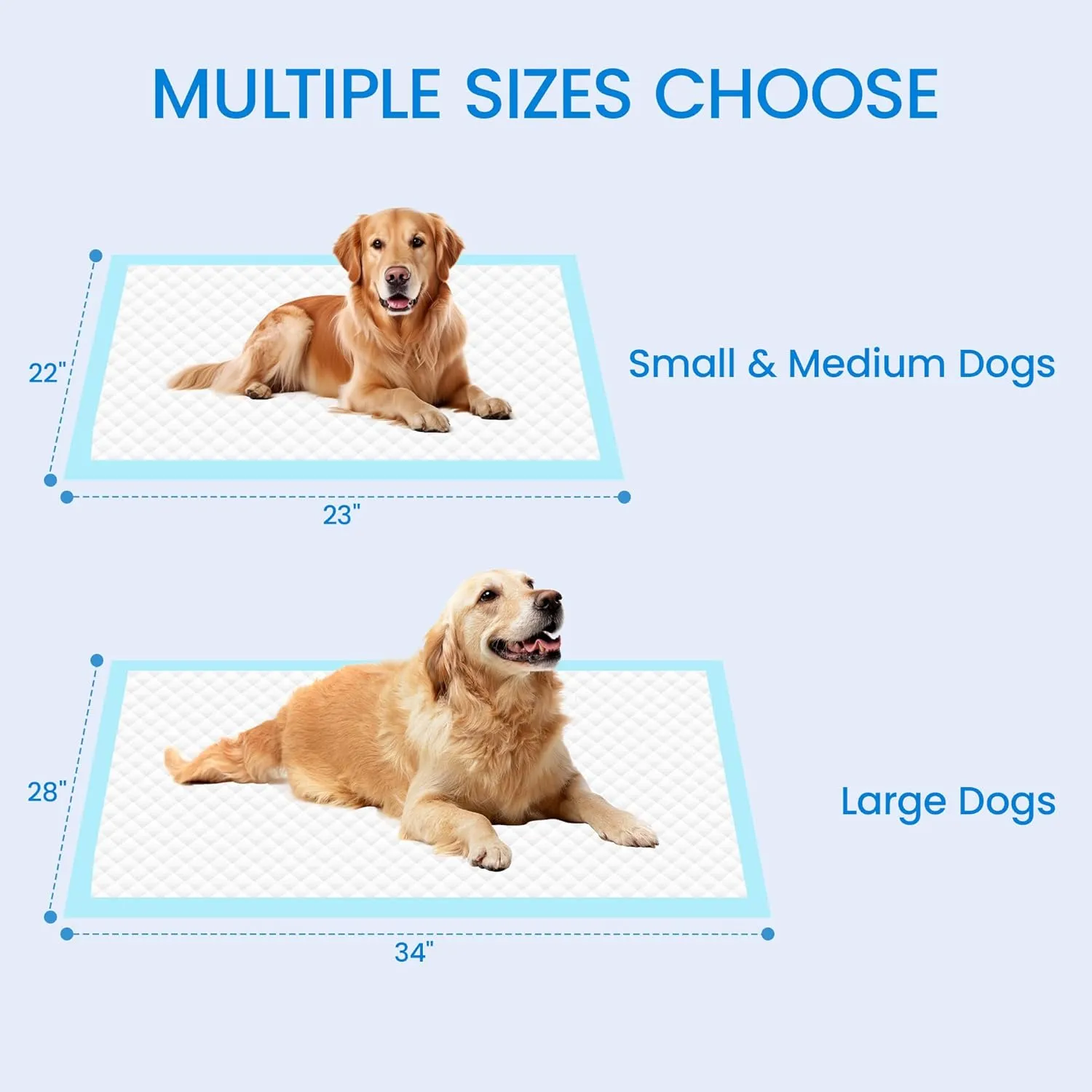 22" x 23" Pee Pads for Dogs, 6 Layers Super Absorbent, Leak Proof Quick Drying Pet Pee Pads, Training Puppy Pads - 10 Count