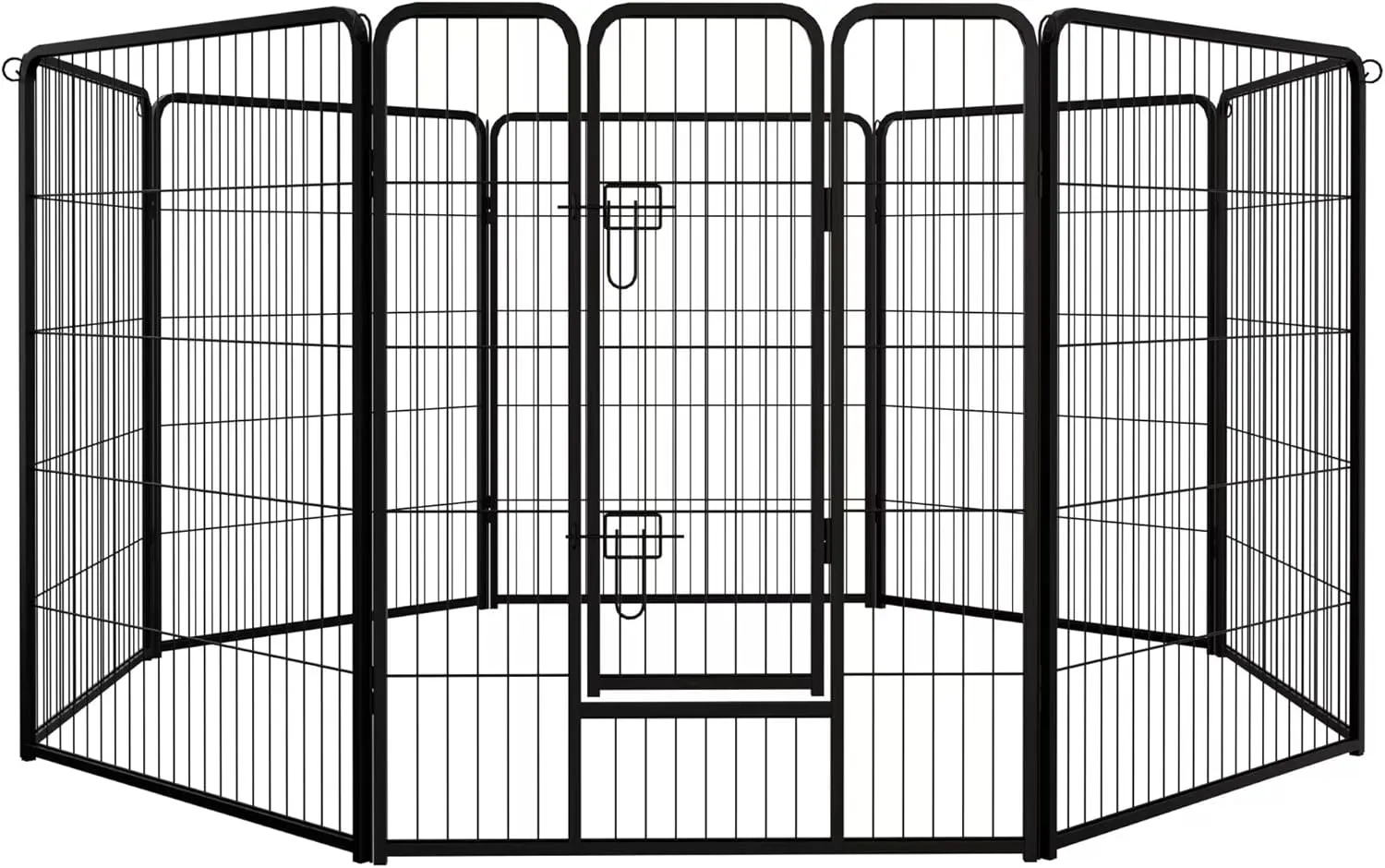 40" Heavy-Duty Rust-Resistant Dog Playpen with Door  Foldable Metal Exercise Pen for Dogs, Puppies, Rabbits  Portable Indoor/Outdoor Puppy Pen for Camping, RV, Yard (Black, 40"H, 16 Panels)