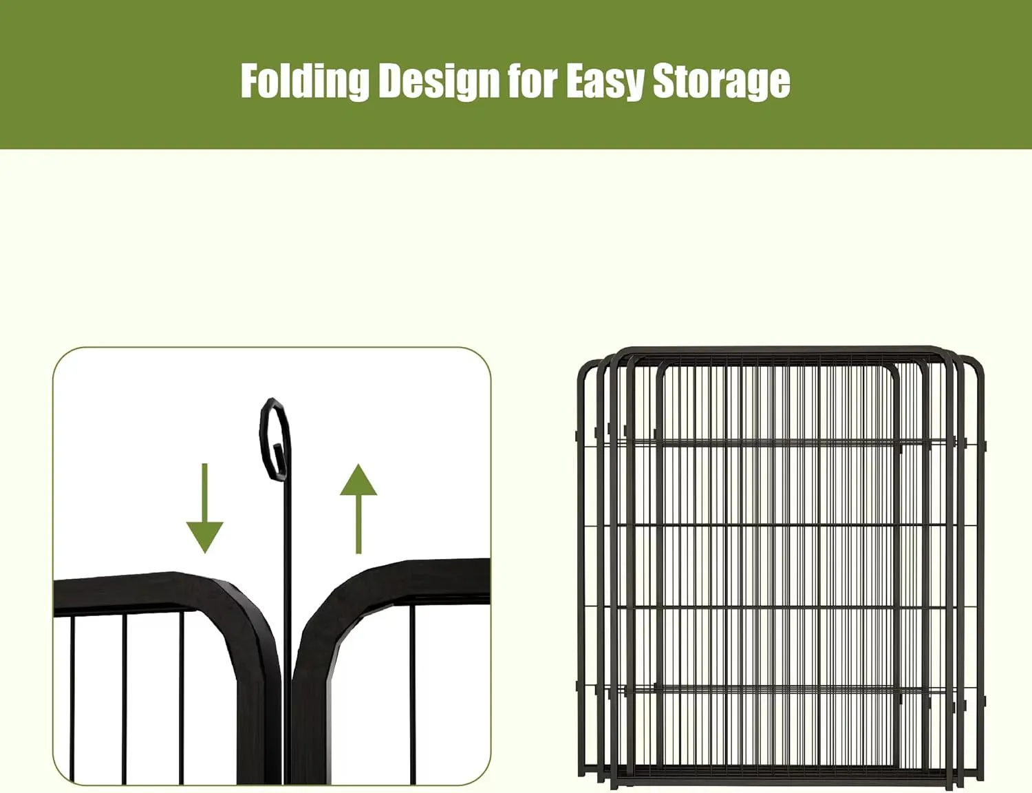 40" Heavy-Duty Rust-Resistant Dog Playpen with Door  Foldable Metal Exercise Pen for Dogs, Puppies, Rabbits  Portable Indoor/Outdoor Puppy Pen for Camping, RV, Yard (Black, 40"H, 16 Panels)
