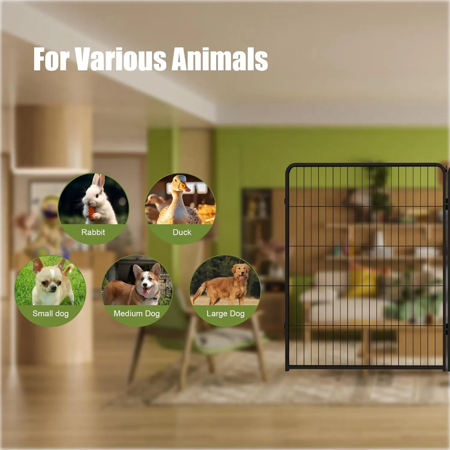 40" Heavy-Duty Rust-Resistant Dog Playpen with Door  Foldable Metal Exercise Pen for Dogs, Puppies, Rabbits  Portable Indoor/Outdoor Puppy Pen for Camping, RV, Yard (Black, 40"H, 16 Panels)