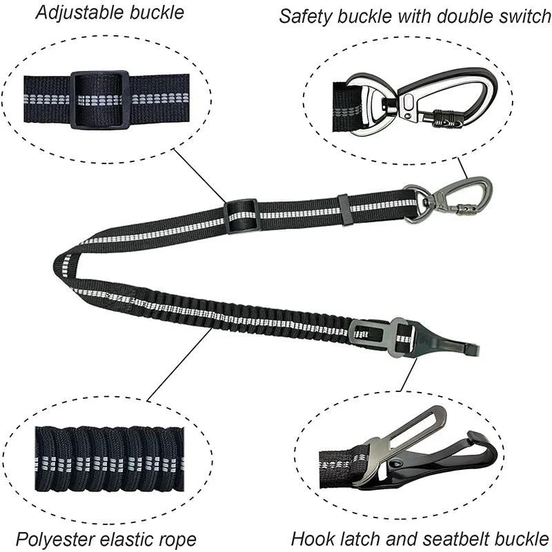 Adjustable Dog Seat Belt Enhanced Carabiner