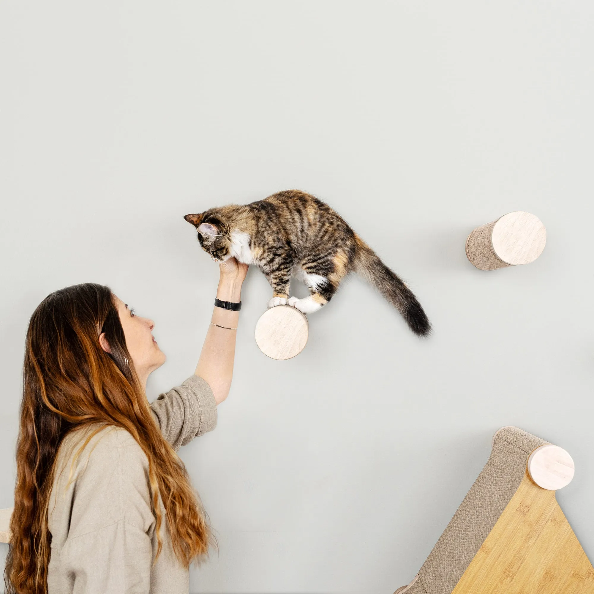 Ascentials by FurHaven Milestone Cat Posts, 12” Multi-Use Indoor Wall Furniture and Corrugated Cardboard Scratcher