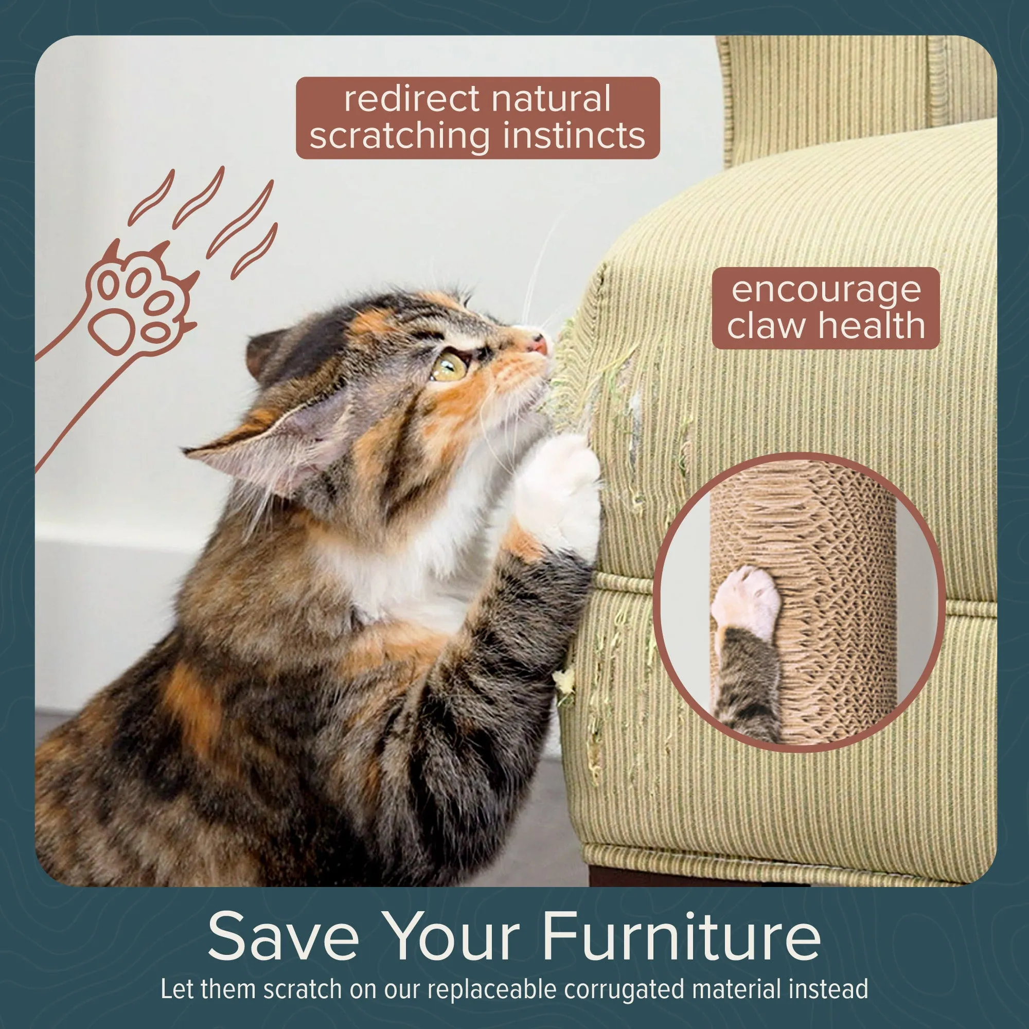 Ascentials by FurHaven Milestone Cat Posts, 12” Multi-Use Indoor Wall Furniture and Corrugated Cardboard Scratcher