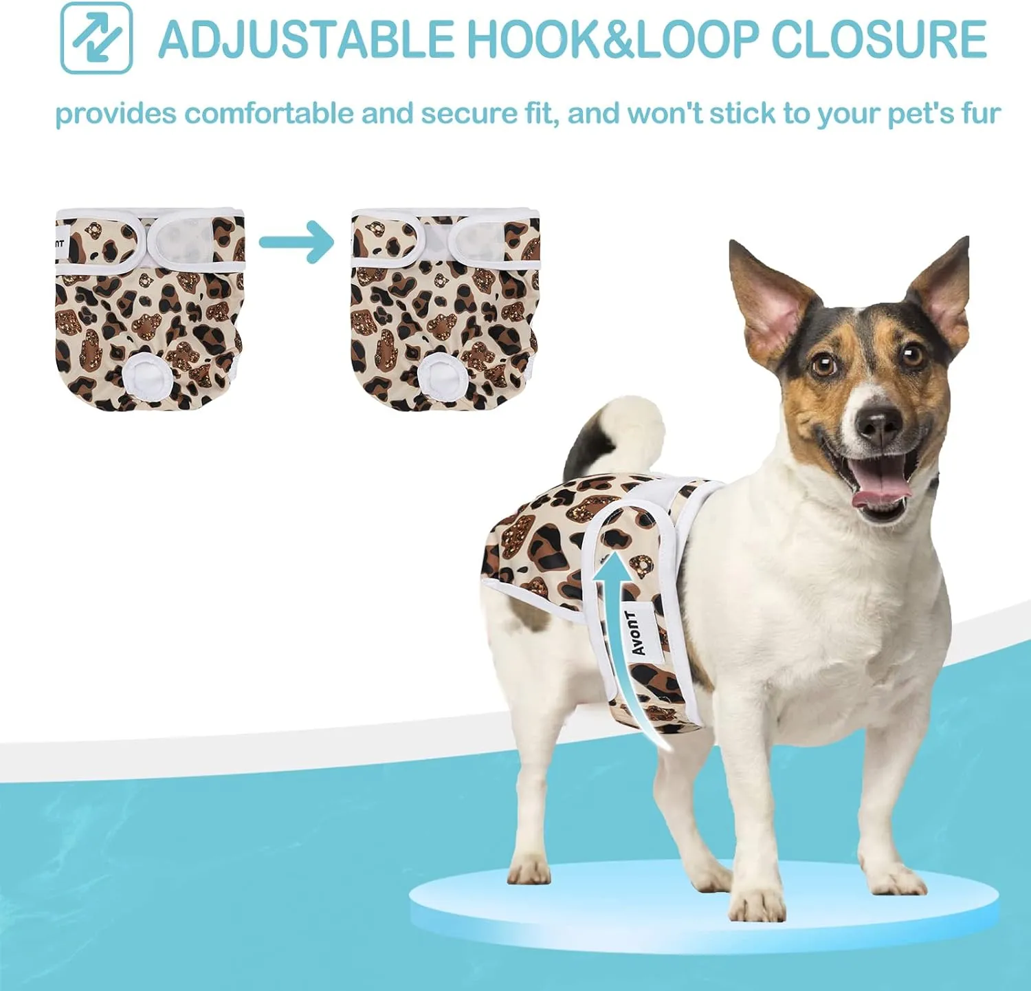 Avont 3 Pack Washable Female Dog Diapers, Premium Reusable Highly Absorbent Doggie Period Panties Durable Dog Diaper Cover -XL Leopard Print