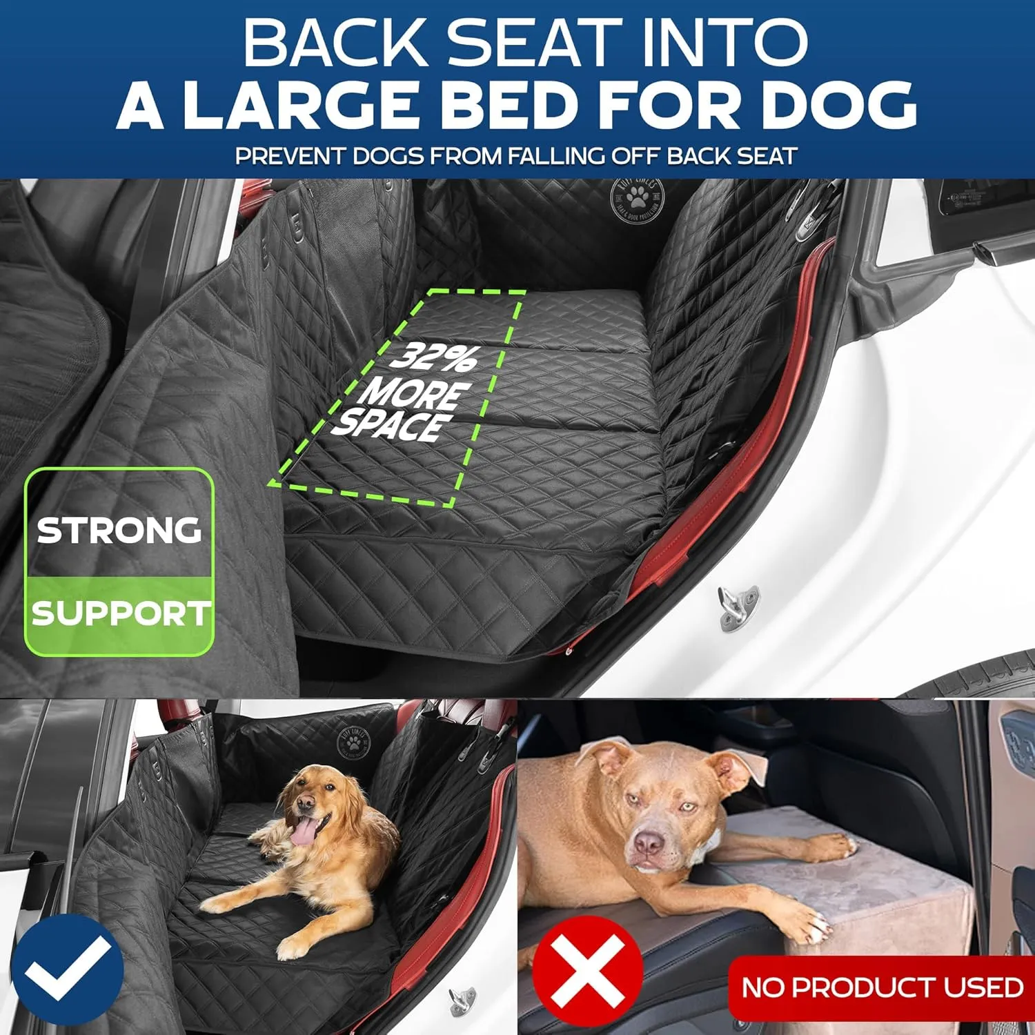 Back Seat Extender for Dogs, Medium 2024 Version  Make More Room for Your Pup  Waterproof, Door Protection, Machine-Washable & Holds Up to 400 lbs  Hard Bottom Car Seat Cover for Dogs
