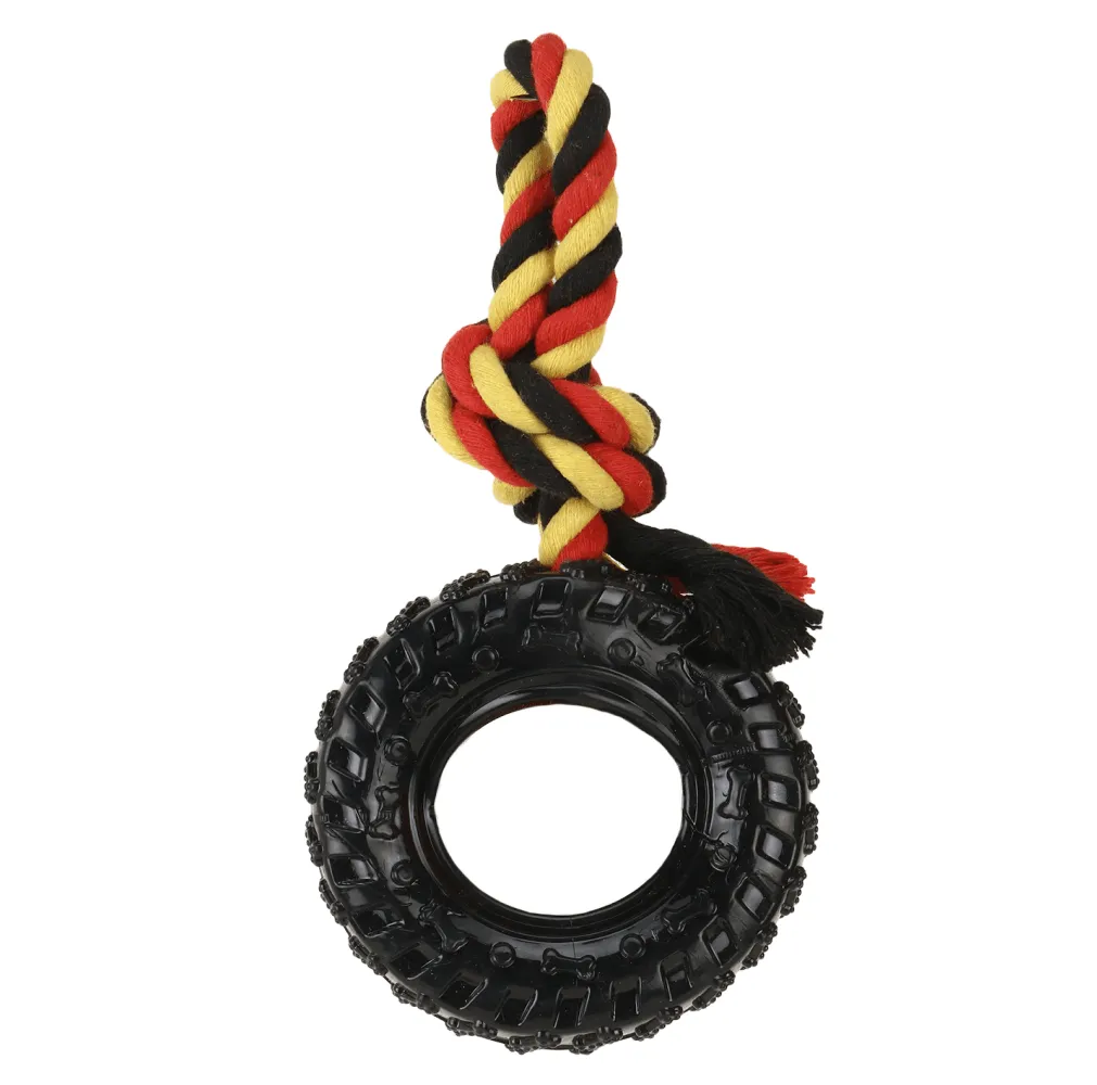 Basil Rubber Tyre with Cotton Rope for Dogs