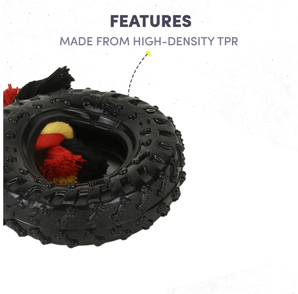 Basil Rubber Tyre with Cotton Rope for Dogs