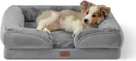 Bedsure Orthopedic Dog Bed for Medium Dogs - Waterproof Dog Sofa Beds Medium, Supportive Foam Pet Couch Bed with Removable Washable Cover, Waterproof Lining and Nonskid Bottom, Grey, 28"X23"X6.5"