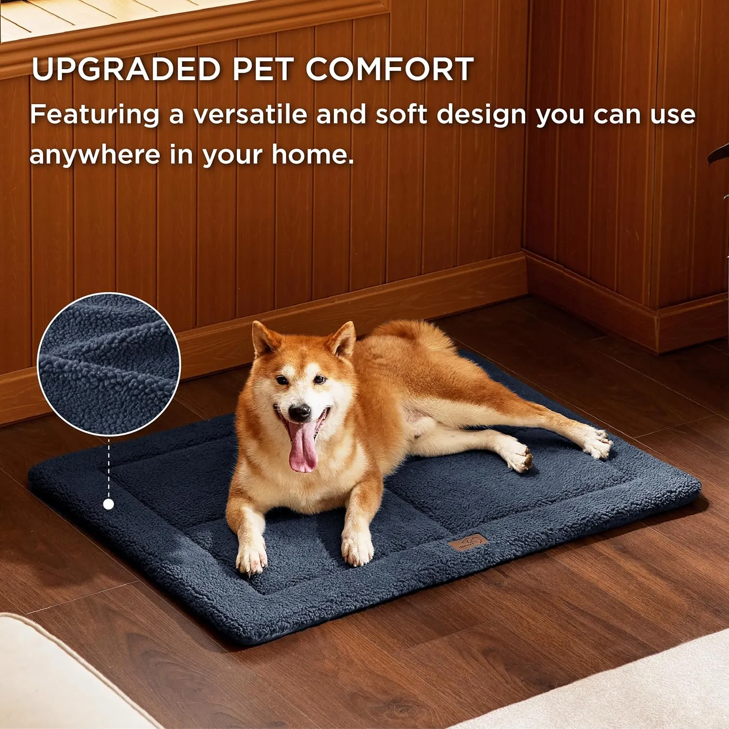 Bedsure Washable Dog Crate Bed for Large Dogs, Reversible Foam Floor Pet Mat, Versatile Lightweight Pet Crate Pad for Cages