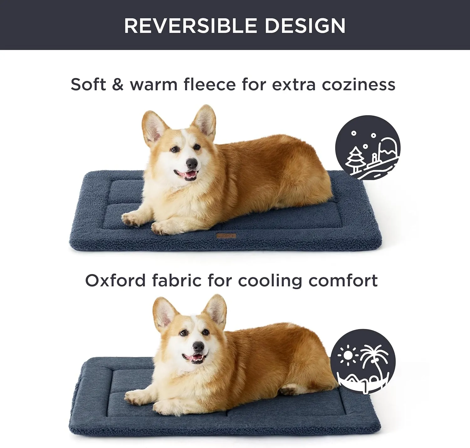 Bedsure Washable Dog Crate Bed for Large Dogs, Reversible Foam Floor Pet Mat, Versatile Lightweight Pet Crate Pad for Cages
