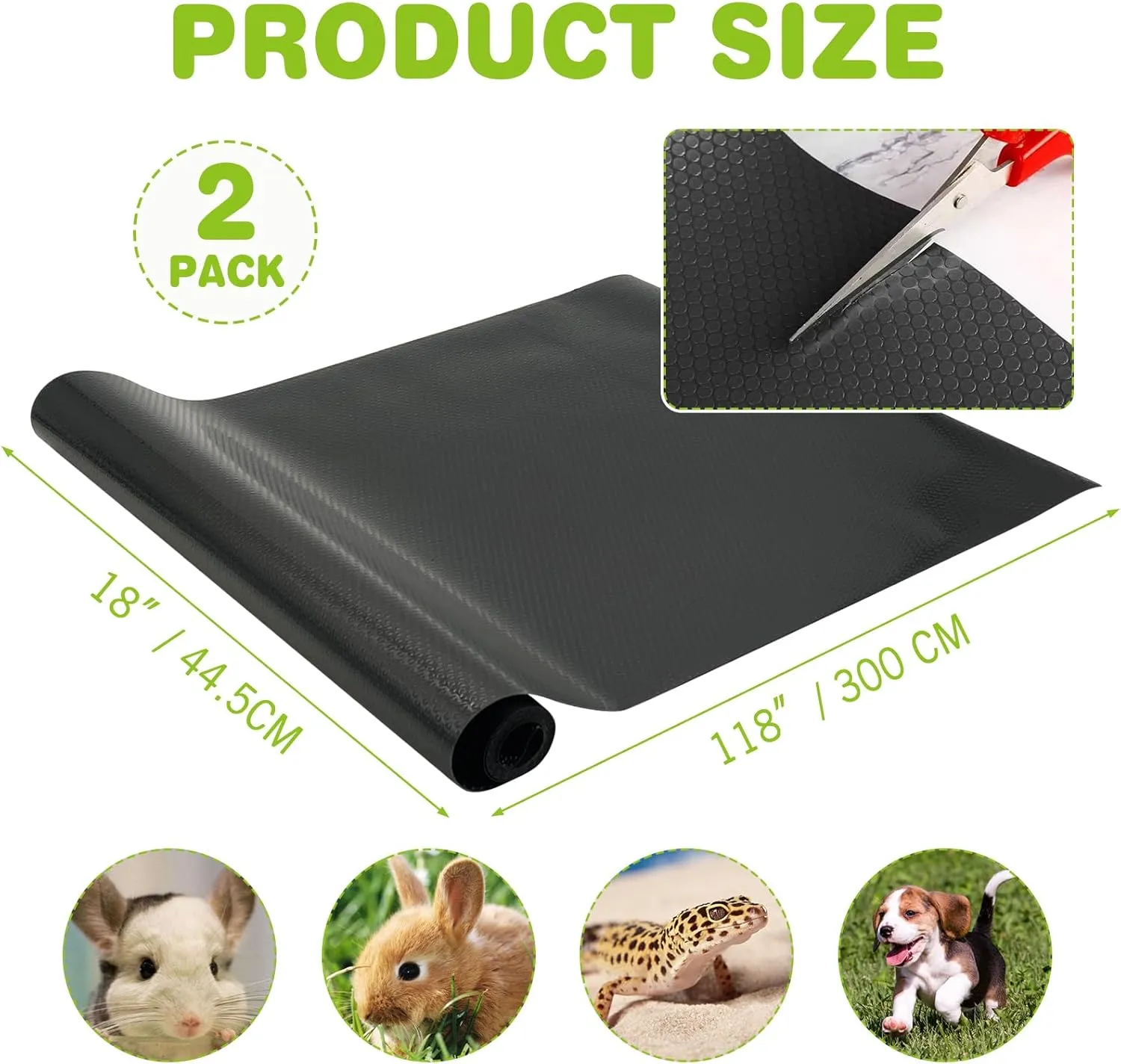 BNOSDM 2 Pcs Waterproof Guinea Pig Cage Liner Washable Rabbit Bedding Liners Reusable Small Animals Pads Playpen Mats for Guinea Pigs Rabbits Hamsters Gerbils, 118x18Inch, Black