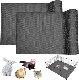 BNOSDM 2 Pcs Waterproof Guinea Pig Cage Liner Washable Rabbit Bedding Liners Reusable Small Animals Pads Playpen Mats for Guinea Pigs Rabbits Hamsters Gerbils, 118x18Inch, Black