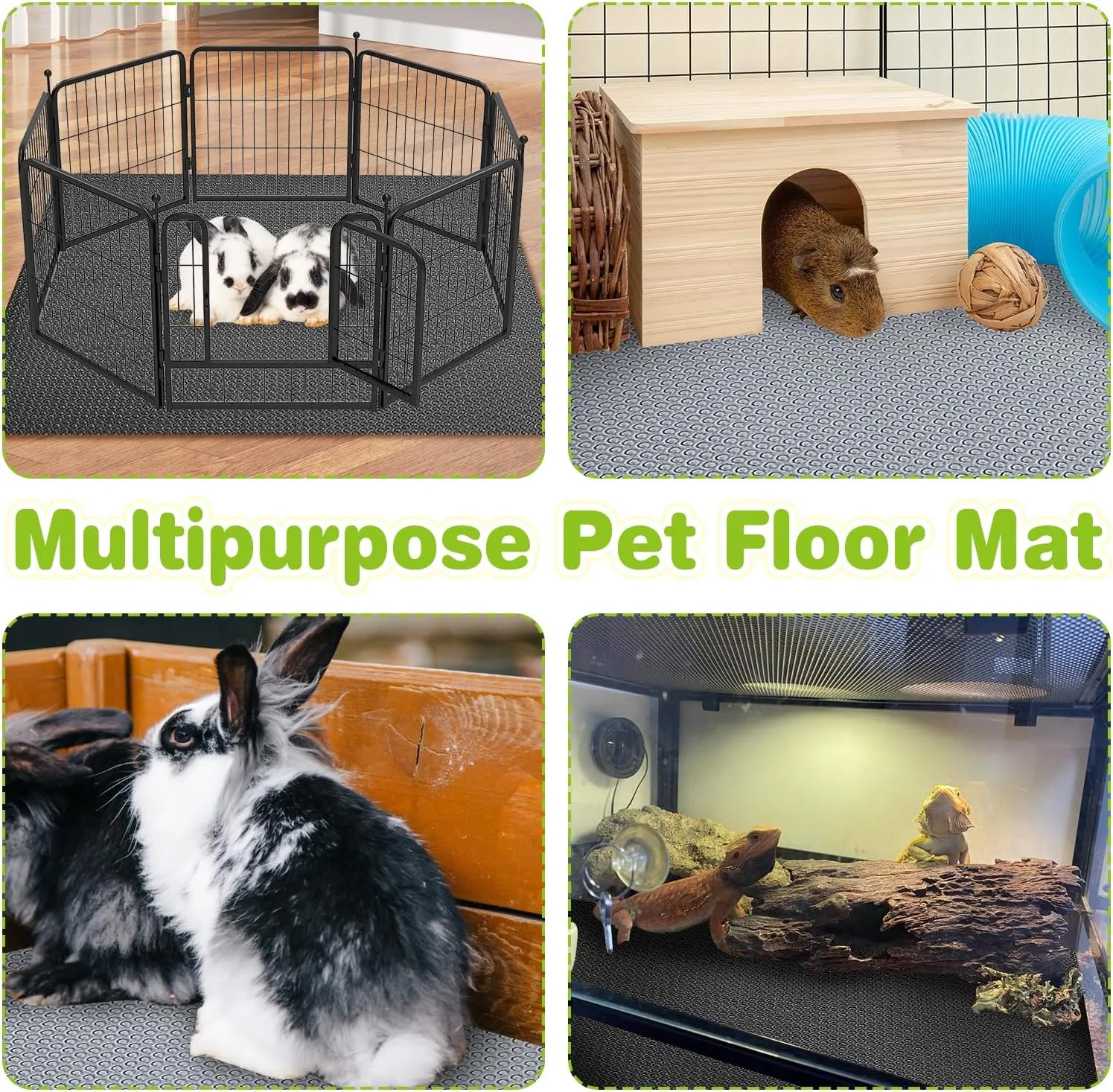 BNOSDM 2 Pcs Waterproof Guinea Pig Cage Liner Washable Rabbit Bedding Liners Reusable Small Animals Pads Playpen Mats for Guinea Pigs Rabbits Hamsters Gerbils, 118x18Inch, Black