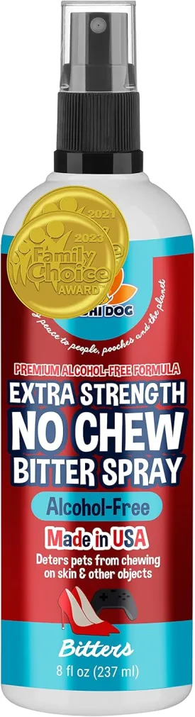 Bodhi Dog Bitter 2-in-1 No Chew & Hot Spot Spray - Natural Anti-Chew Remedy Better Than Bitter Apple - Soothes Hot Spots, Deters Chewing - Safe for Skin, Wounds & Furniture (Alcohol Free, 8 Fl Oz)