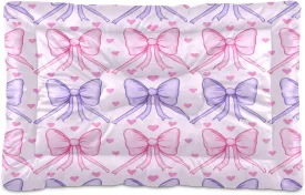Bows with Hearts Outdoor Dog Bed for Small Dogs Washable Waterproof Travel Pet Bed Mat Portable Cat Bed with Non-Slip Bottom for Indoor and Sleeping 18 x 24 Inch