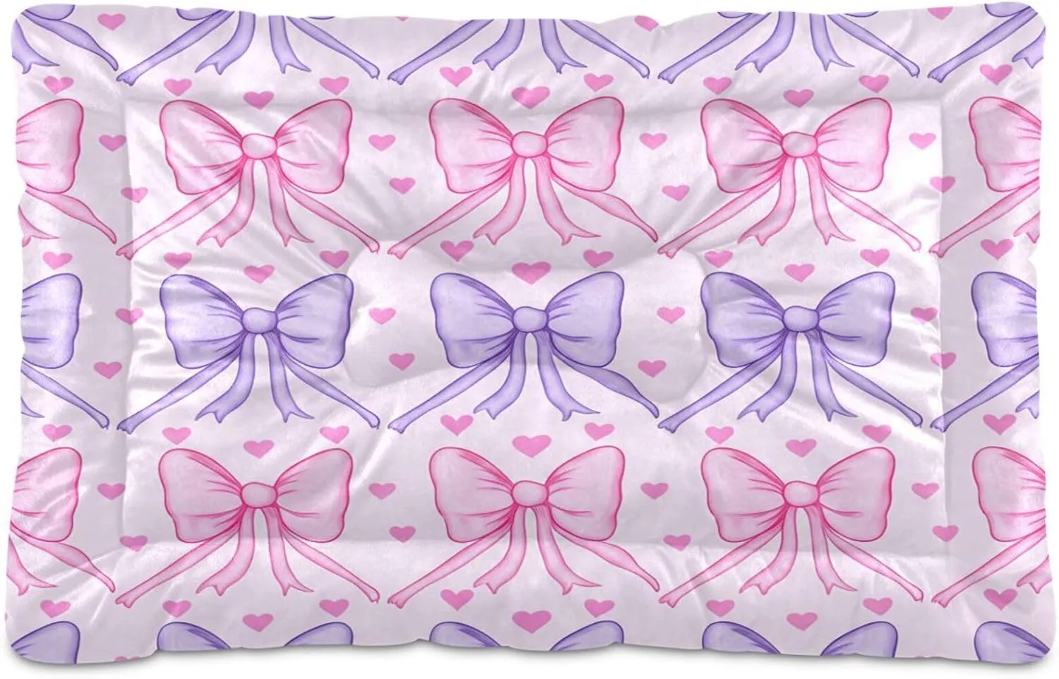 Bows with Hearts Outdoor Dog Bed for Small Dogs Washable Waterproof Travel Pet Bed Mat Portable Cat Bed with Non-Slip Bottom for Indoor and Sleeping 18 x 24 Inch