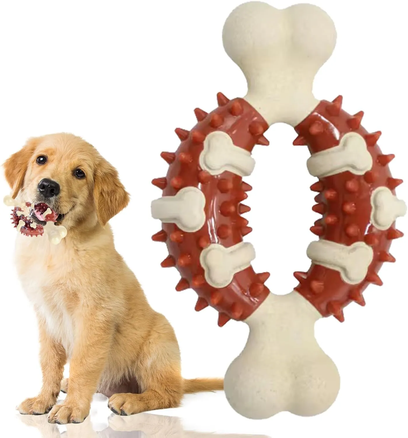 Brand Durable Dog Chew Toy for Aggressive Chewers, Peanut Butter Flavor, Made in The USA, Medium