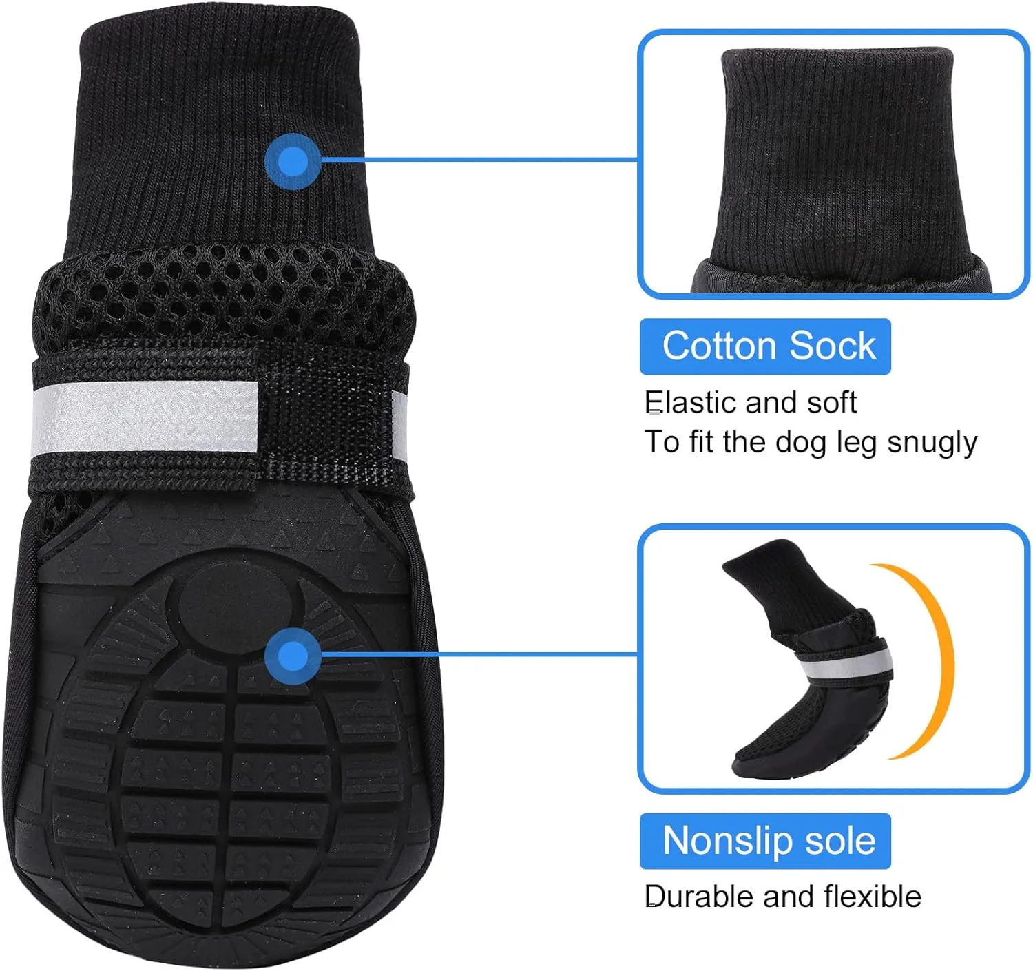 Breathable Mesh Dog Boots, Dog Boots for Large Dogs, Dog Paw Protection for Hot Pavement