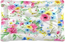 Brightly Flowers Outdoor Dog Bed for Small Dogs Washable Waterproof Travel Pet Bed Mat Portable Cat Bed with Non-Slip Bottom for Indoor and Sleeping 18 x 24 Inch