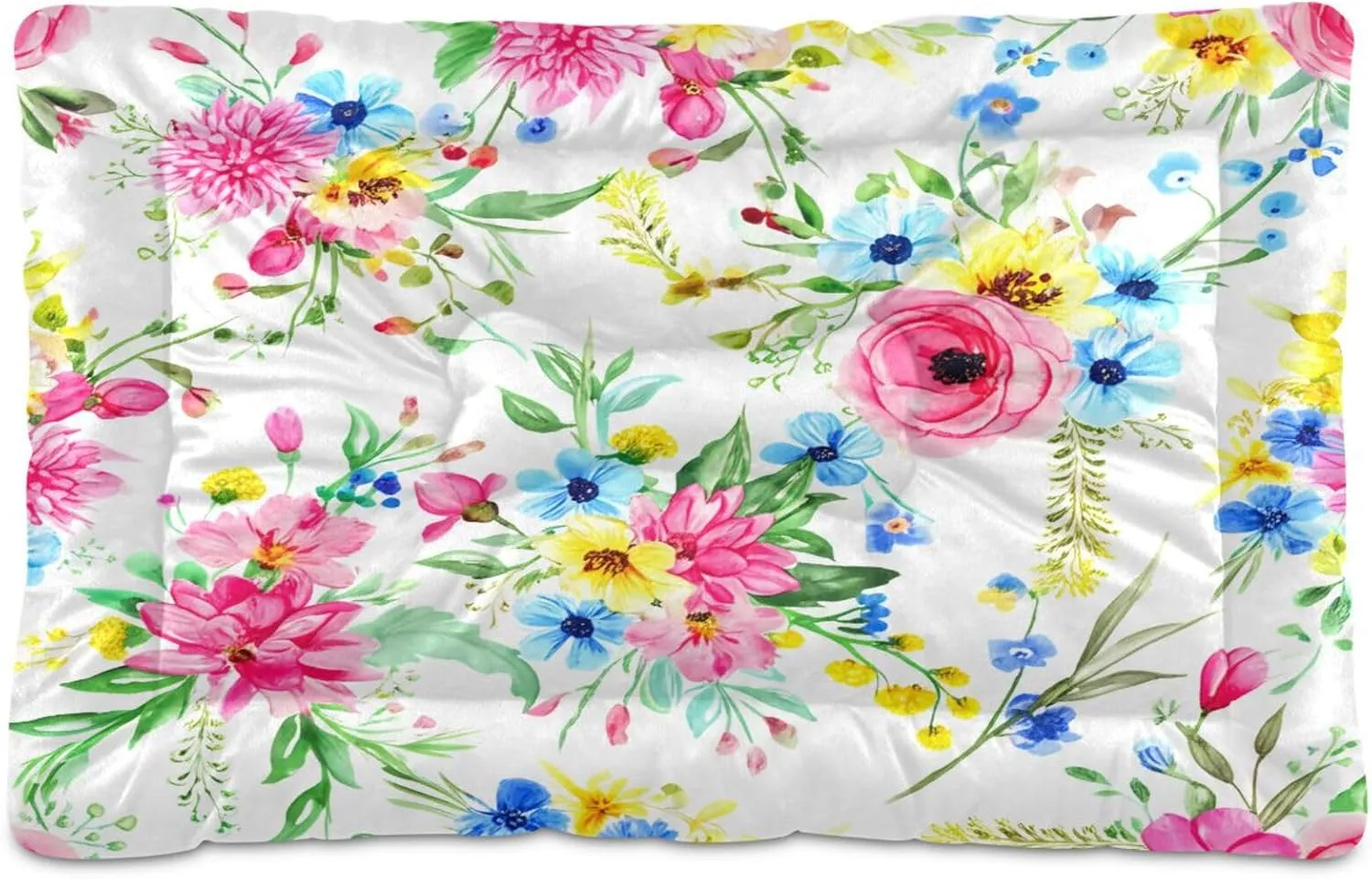 Brightly Flowers Outdoor Dog Bed for Small Dogs Washable Waterproof Travel Pet Bed Mat Portable Cat Bed with Non-Slip Bottom for Indoor and Sleeping 18 x 24 Inch