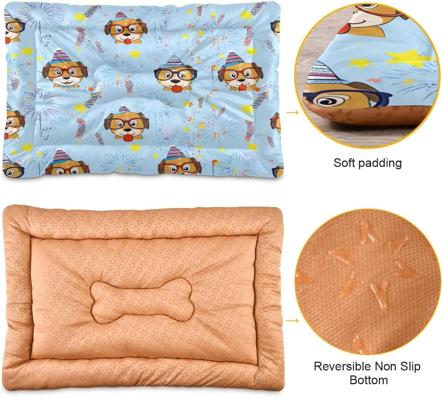 Cartoon Dogs Outdoor Dog Bed for Small Dogs Washable Waterproof Travel Pet Bed Mat Portable Cat Bed with Non-Slip Bottom for Indoor and Sleeping 36 x 24 Inch