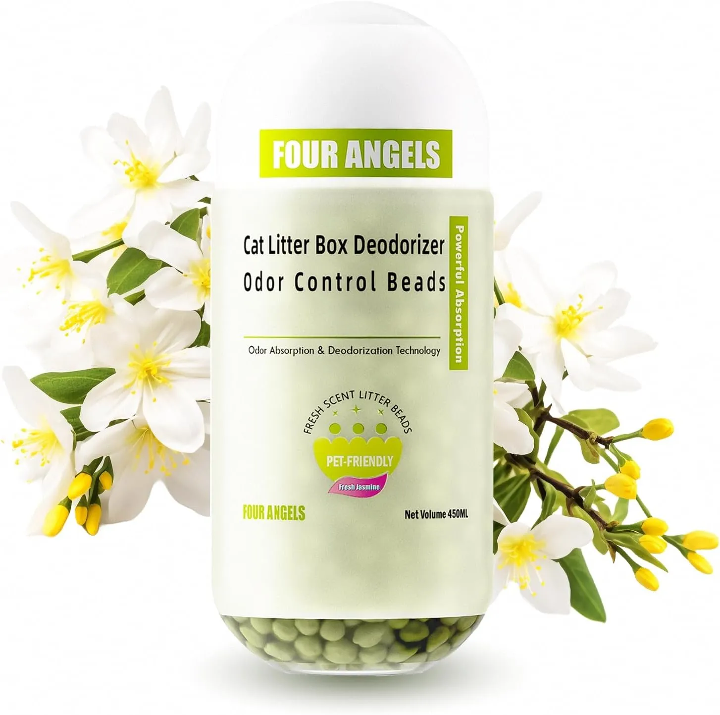 Cat Litter Deodorizer, Fresh Jasmine Cat Litter Box Odor Eliminator, cat odor eliminator for home, Instantly Eliminates Foul Odors, Freshens Kitty Litter deodorizer, 16 OZ