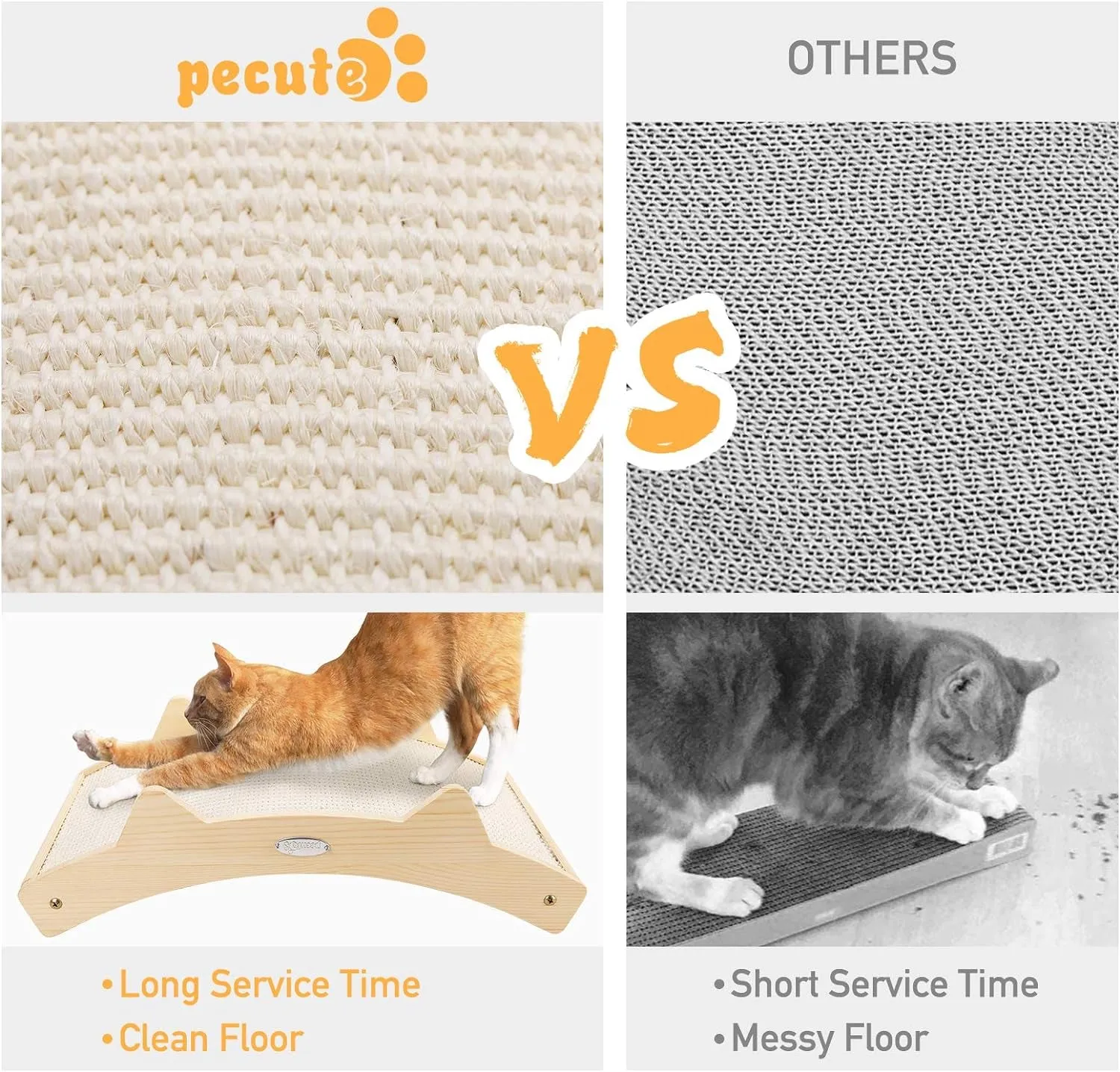 Cat Scratchers for Indoor Cats, Double-Sided Cat Scratcher with Natural Sisal   Carpet Cloth, Durable Solid Wooden Structure Cat Scratch Pad for Cat Scratch Cat Scratcher Lounge, 16.5 X 10.8In