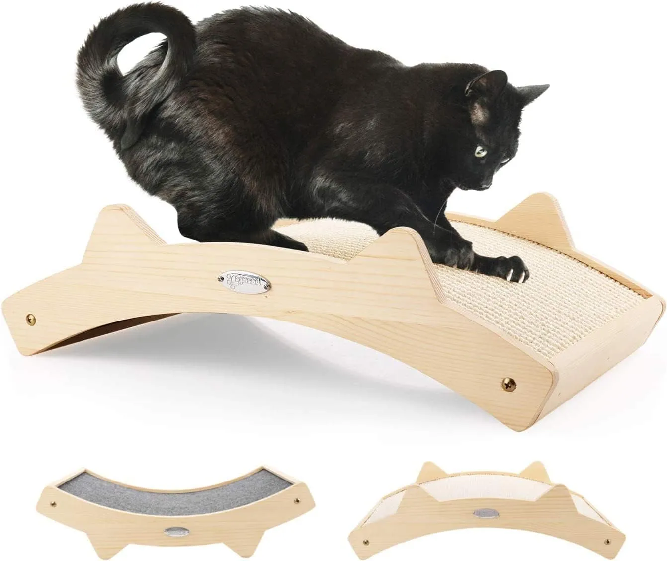 Cat Scratchers for Indoor Cats, Double-Sided Cat Scratcher with Natural Sisal   Carpet Cloth, Durable Solid Wooden Structure Cat Scratch Pad for Cat Scratch Cat Scratcher Lounge, 16.5 X 10.8In