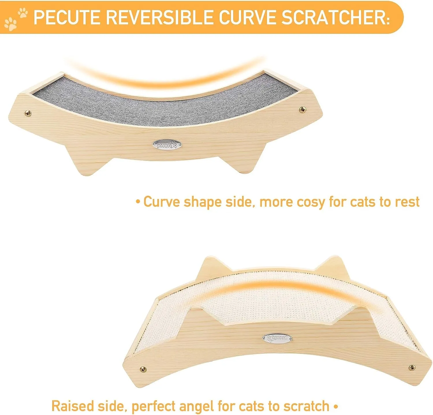Cat Scratchers for Indoor Cats, Double-Sided Cat Scratcher with Natural Sisal   Carpet Cloth, Durable Solid Wooden Structure Cat Scratch Pad for Cat Scratch Cat Scratcher Lounge, 16.5 X 10.8In