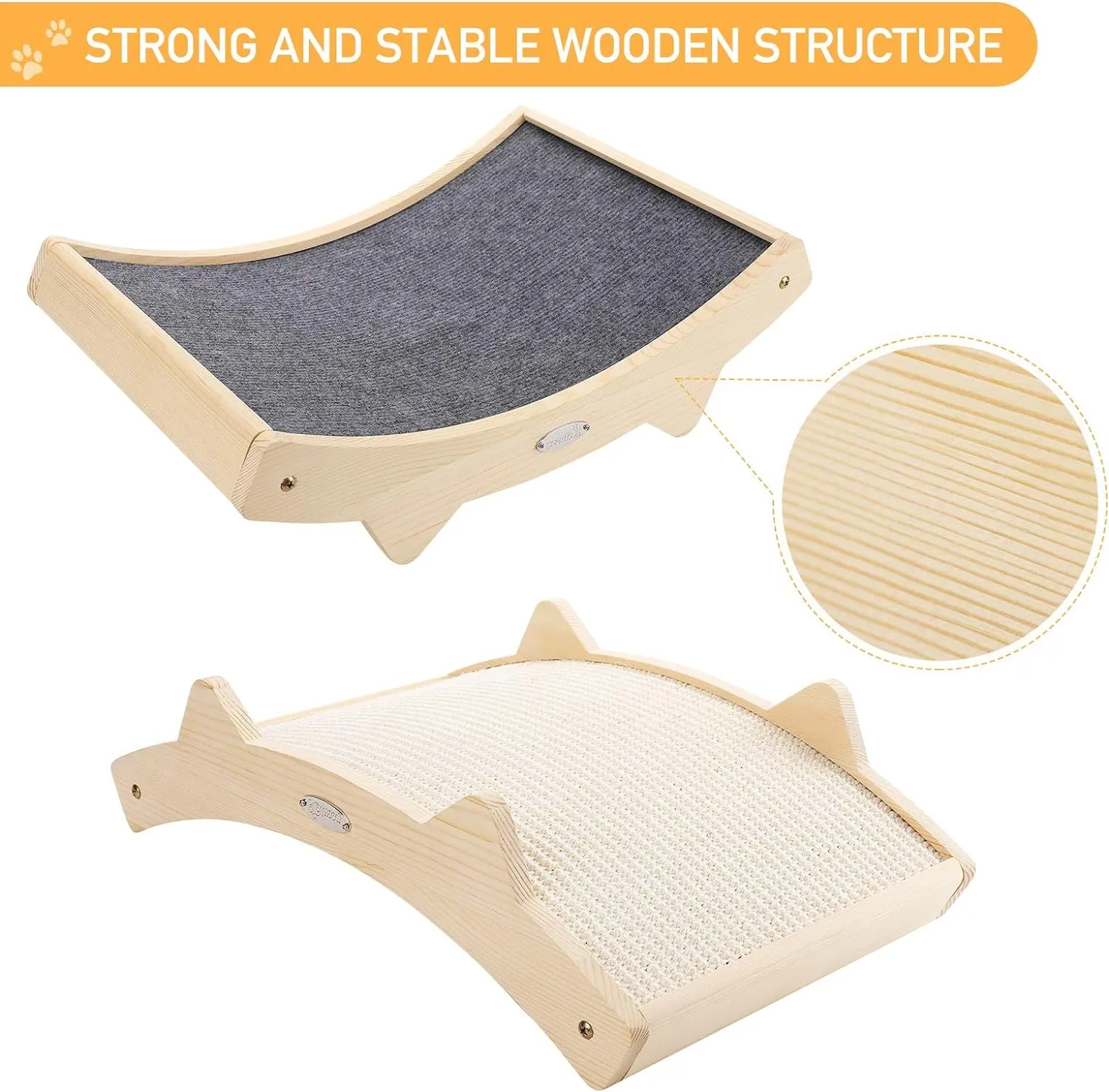Cat Scratchers for Indoor Cats, Double-Sided Cat Scratcher with Natural Sisal   Carpet Cloth, Durable Solid Wooden Structure Cat Scratch Pad for Cat Scratch Cat Scratcher Lounge, 16.5 X 10.8In