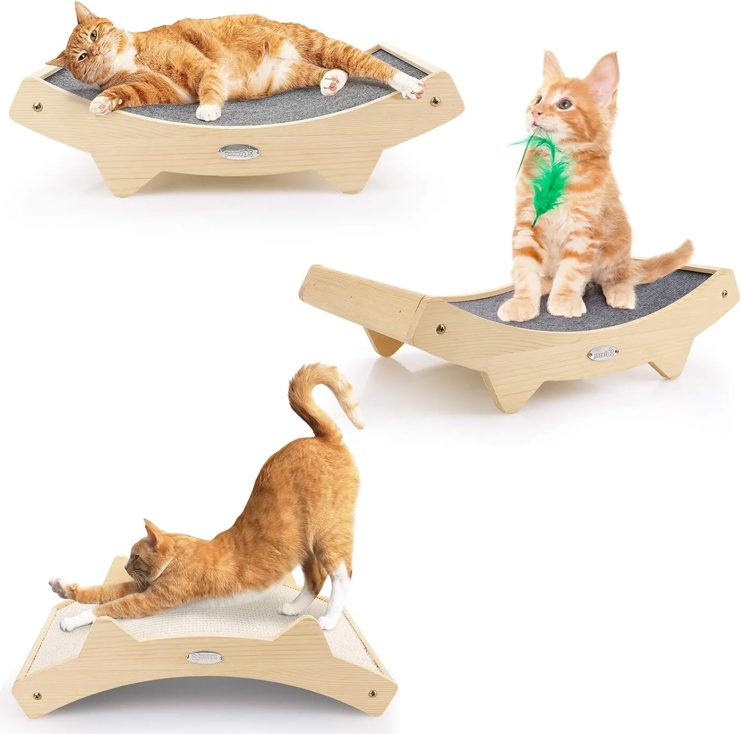 Cat Scratchers for Indoor Cats, Double-Sided Cat Scratcher with Natural Sisal   Carpet Cloth, Durable Solid Wooden Structure Cat Scratch Pad for Cat Scratch Cat Scratcher Lounge, 16.5 X 10.8In