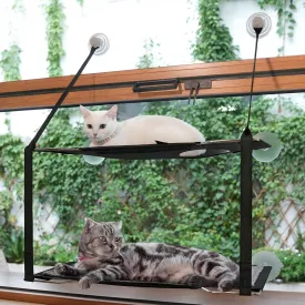 Cat Window Perch Folding Cat Hamock for Closing Curtain Up to 50lb Metal Frames Double Layers Window Bed Soft Mats Sunny Seat