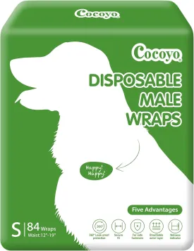 COCOYO Disposable Male Dog Wraps, Small Size, 84 Count, Super Absorbent, Breathable, Wetness Indicator