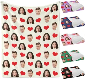Custom Blanket with Face Picture, Customized Fleece Photo Blankets, Personalized Throw Blanket Gift for Dad, Mom, Kids, Dogs, Friends or Lover Birthday Christmas Valentines Day