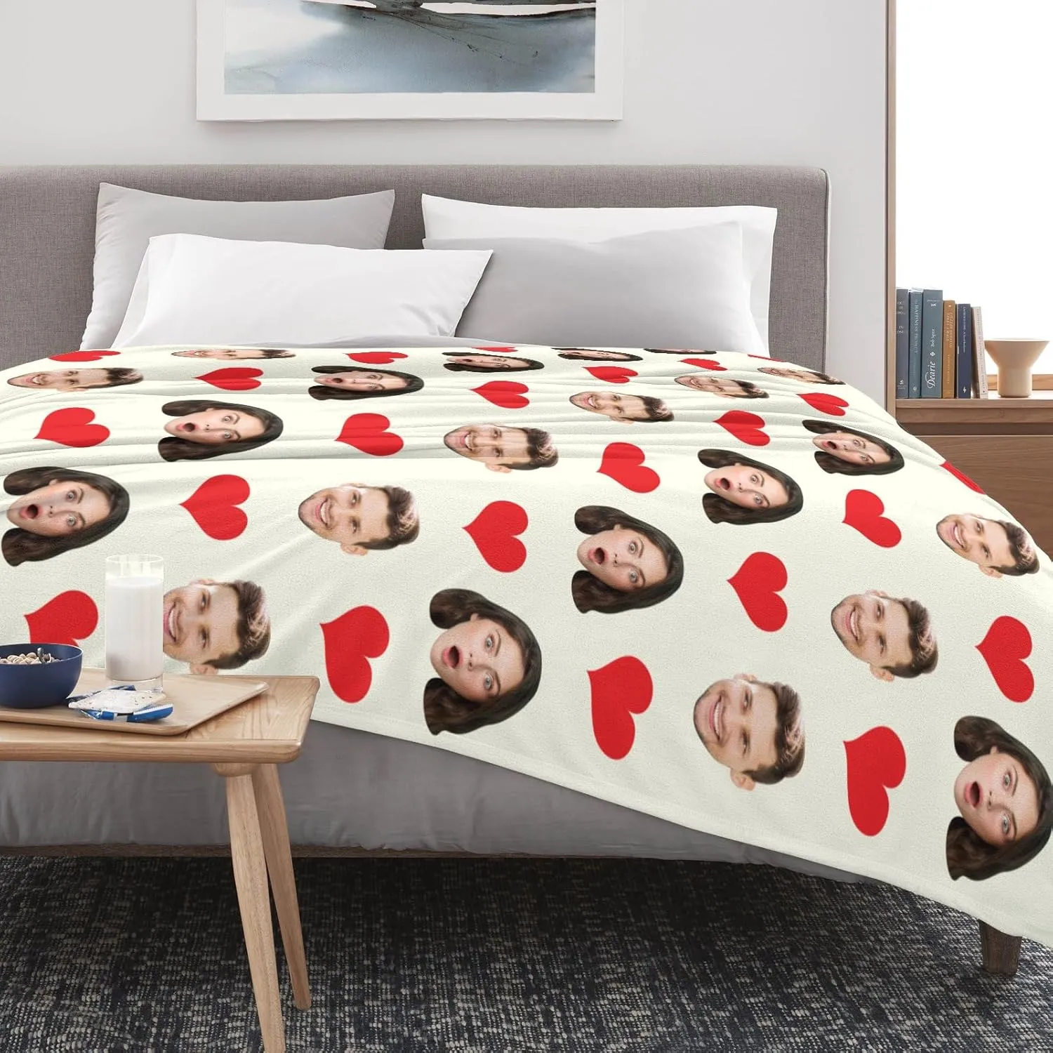 Custom Blanket with Face Picture, Customized Fleece Photo Blankets, Personalized Throw Blanket Gift for Dad, Mom, Kids, Dogs, Friends or Lover Birthday Christmas Valentines Day
