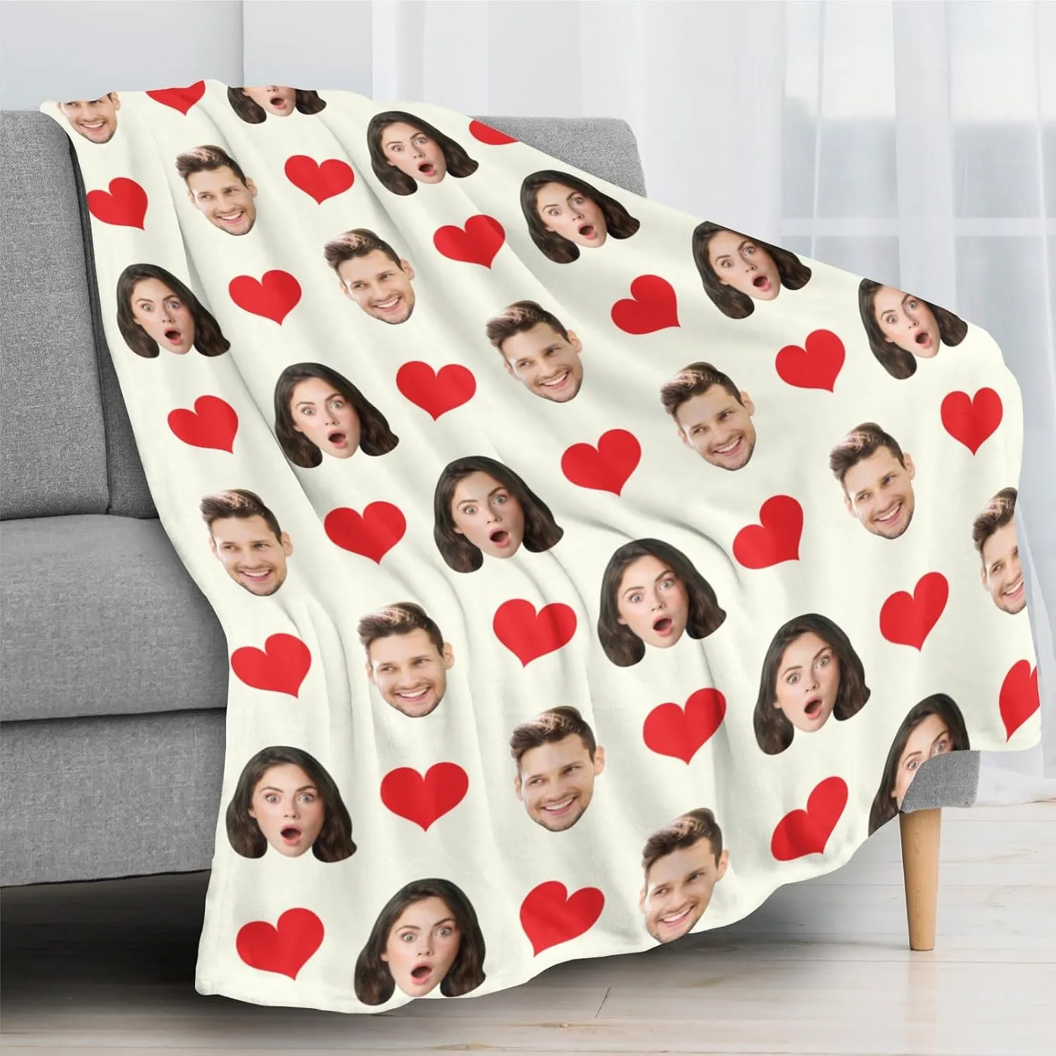 Custom Blanket with Face Picture, Customized Fleece Photo Blankets, Personalized Throw Blanket Gift for Dad, Mom, Kids, Dogs, Friends or Lover Birthday Christmas Valentines Day
