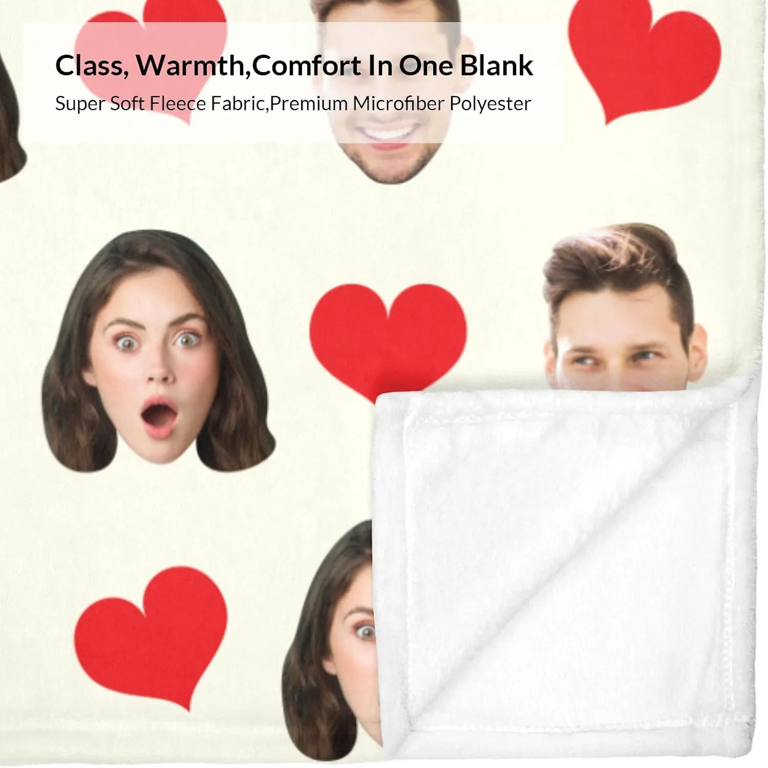 Custom Blanket with Face Picture, Customized Fleece Photo Blankets, Personalized Throw Blanket Gift for Dad, Mom, Kids, Dogs, Friends or Lover Birthday Christmas Valentines Day