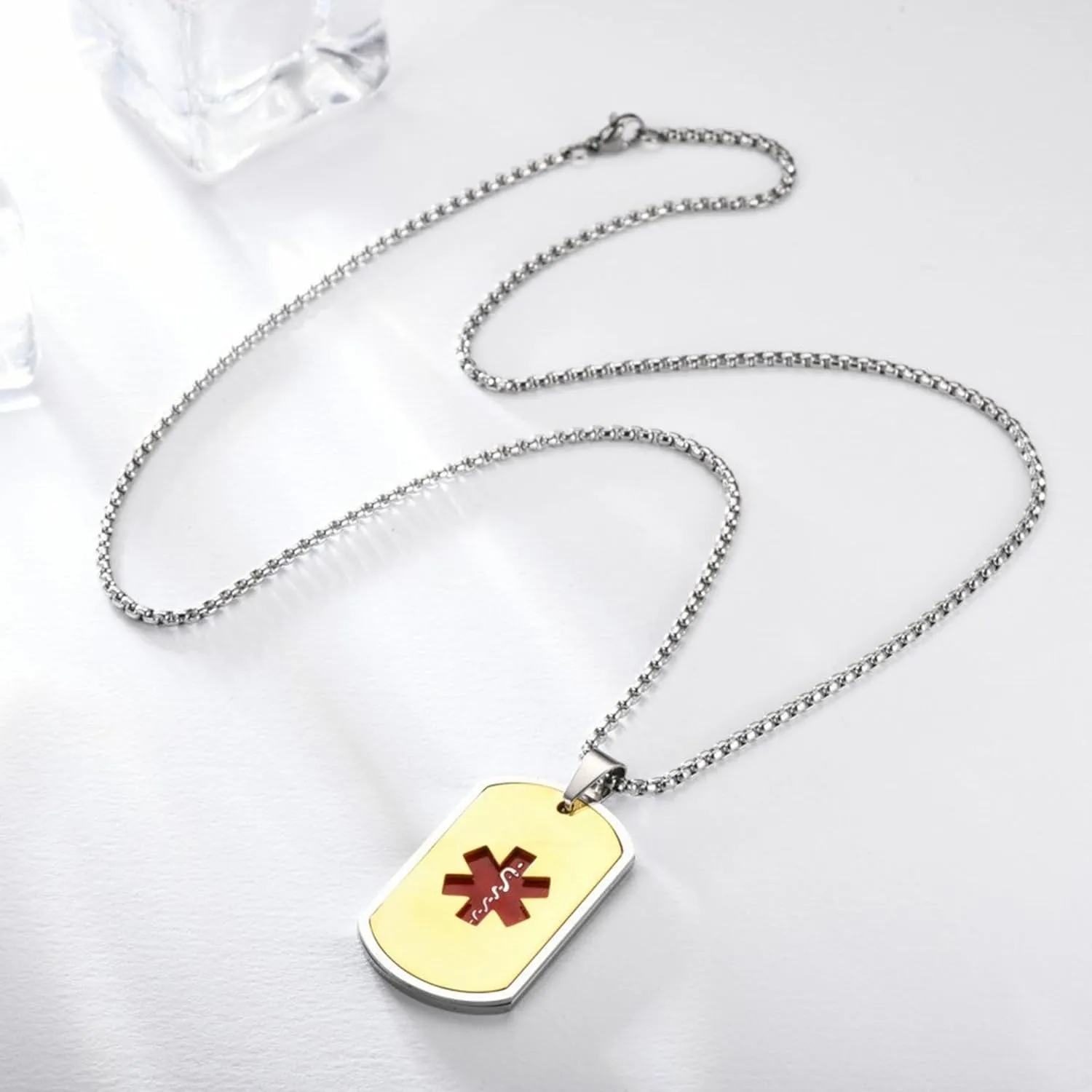 Custom Medical ID Necklace for Men - Stainless Steel Medical Alert Necklace for Men - Engraved Emergency Safety Accessory
