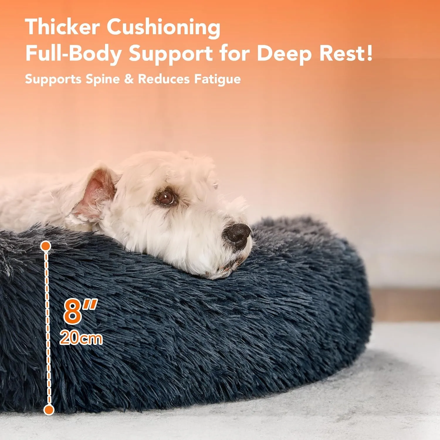 Deconovo Calming Dog Bed for Small Dogs/Cats - Plush Donut Pet Bed with Anti-Slip Bottom, Washable Anti-Anxiety Warming Cozy Soft Pet Puppy Round Bed for Better Sleep, Ideal for Indoor Use, Dark Grey