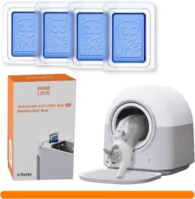 Deodorizer 4-Pack for Self Cleaning Cat Litter Box, for Automatic Cat Litter Box Extra Large No More Scoop, Anti-Pinch for Cat 3-20lbs, Advanced Odor Control 4 Pack(Blue)