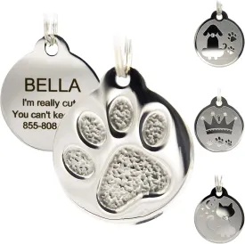 Designer Custom Engraved Stainless Steel Pet ID Tags - Engraved Personalized Identification Durable & Long Lasting Dog Tags, Cat Tags