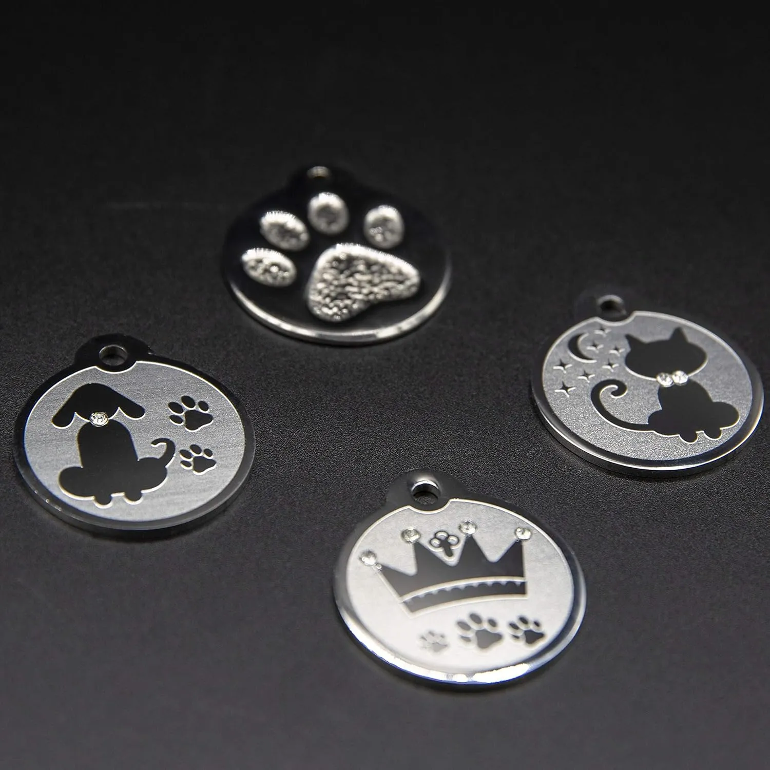 Designer Custom Engraved Stainless Steel Pet ID Tags - Engraved Personalized Identification Durable & Long Lasting Dog Tags, Cat Tags